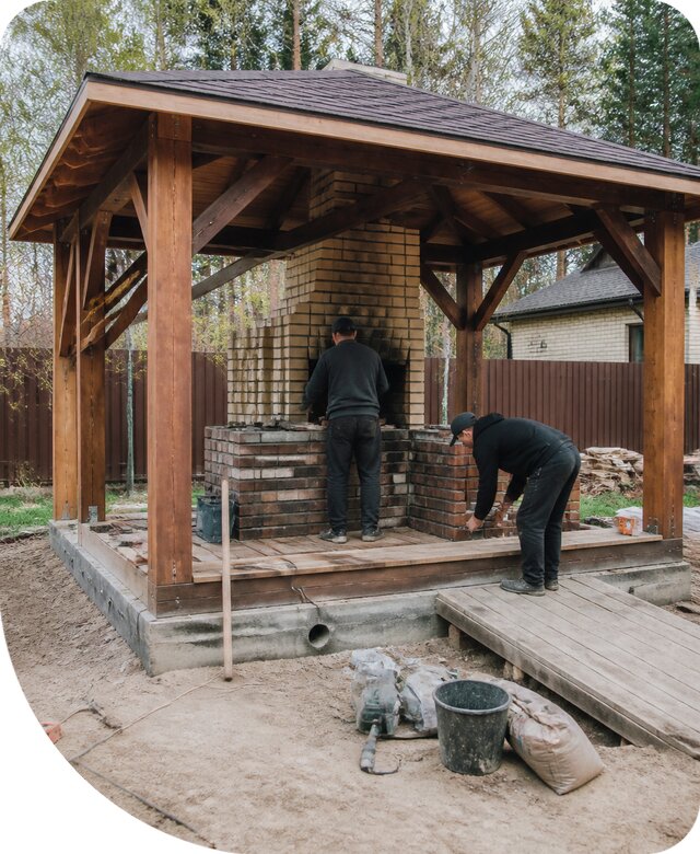 Строительство беседки с барбекю под ключ в Димитровграде на участке